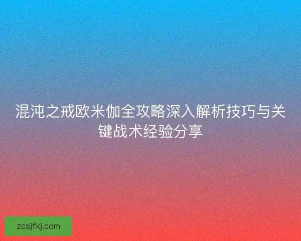 混沌之戒欧米伽全攻略深入解析技巧与关键战术经验分享