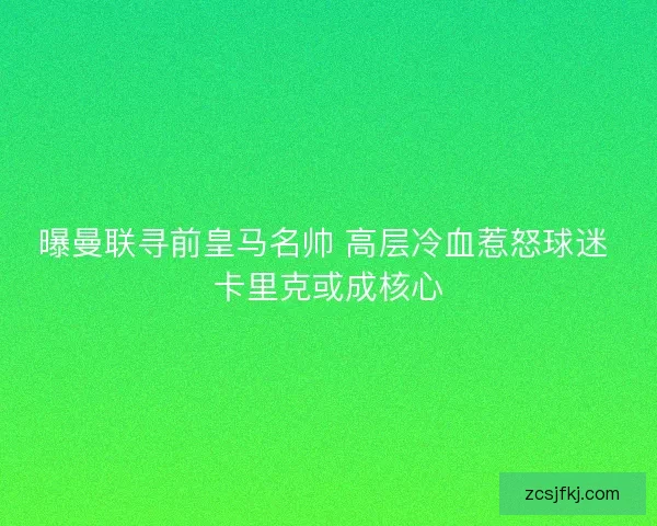 曝曼联寻前皇马名帅 高层冷血惹怒球迷 卡里克或成核心