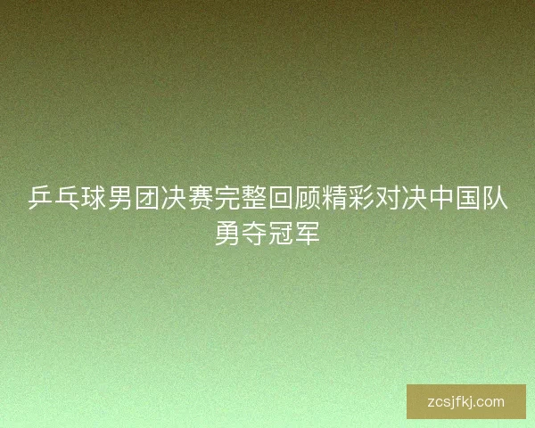 乒乓球男团决赛完整回顾精彩对决中国队勇夺冠军